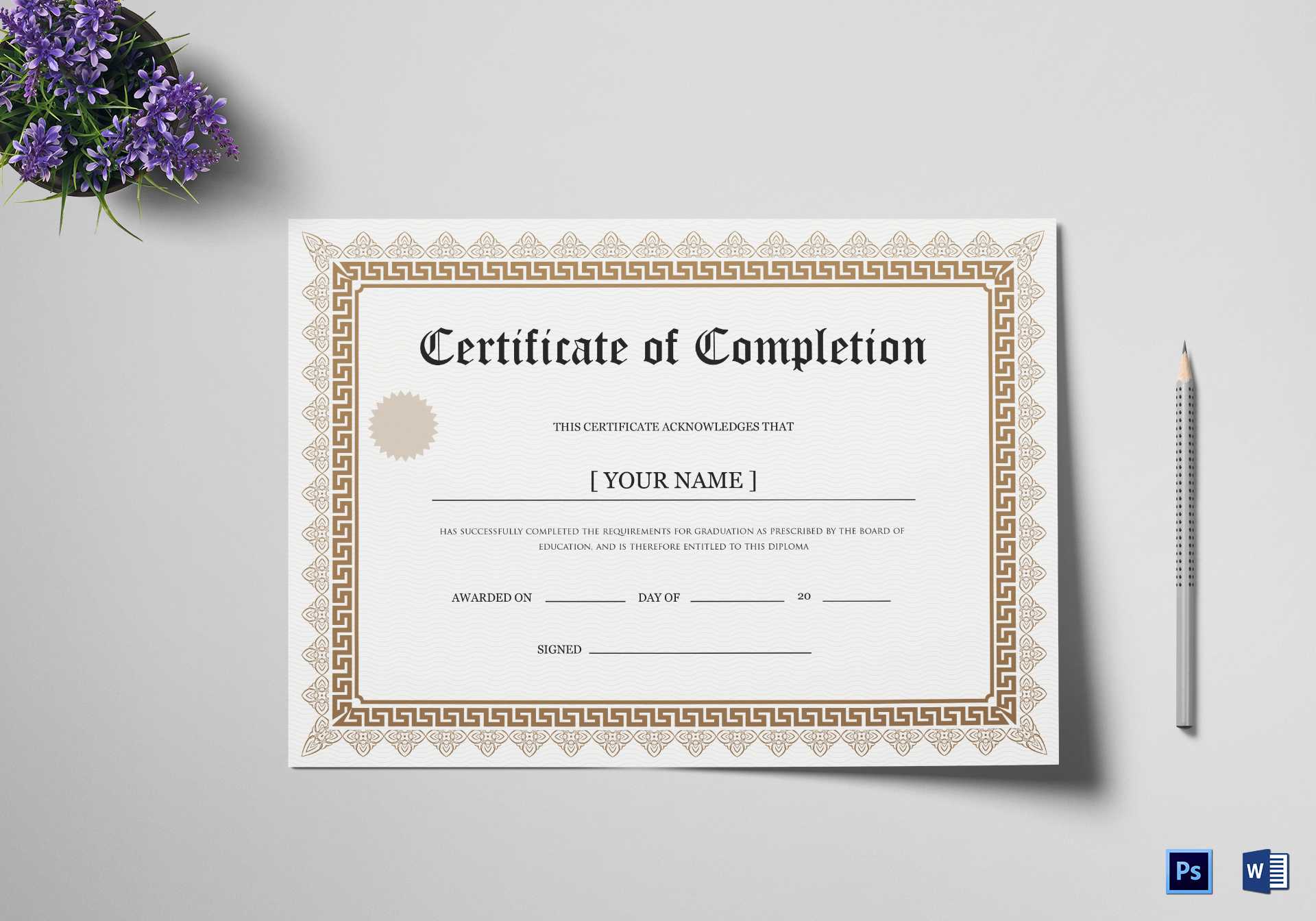 Bachelor Degree Completion Certificate Template With Regard To Graduation Certificate Template Word
