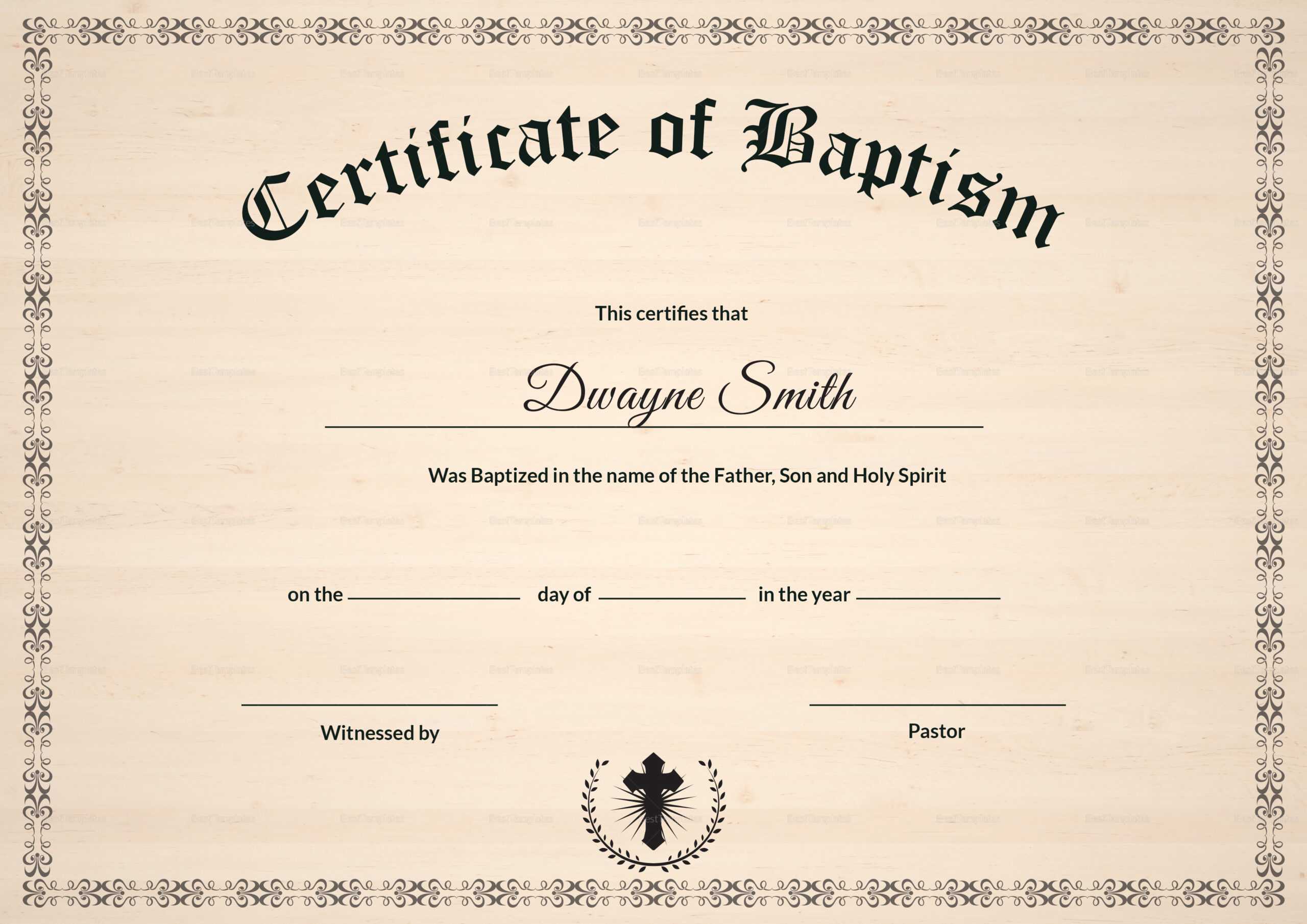 Baptism Certificate Template In Baptism Certificate Template Download