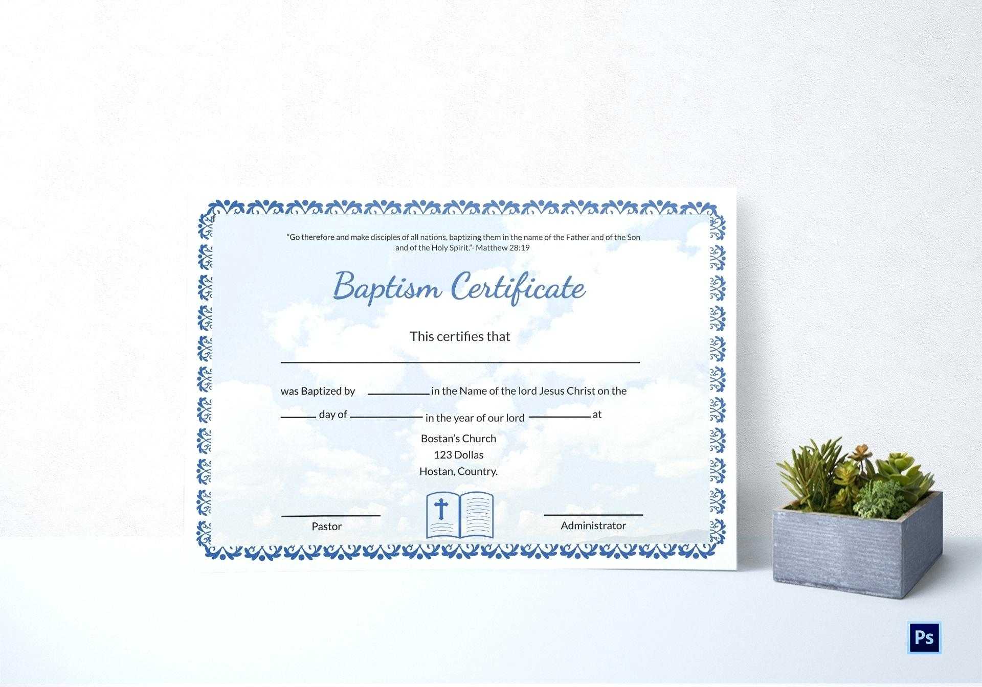 Baptism Certificate Template Word – Heartwork Inside Baptism Certificate Template Download
