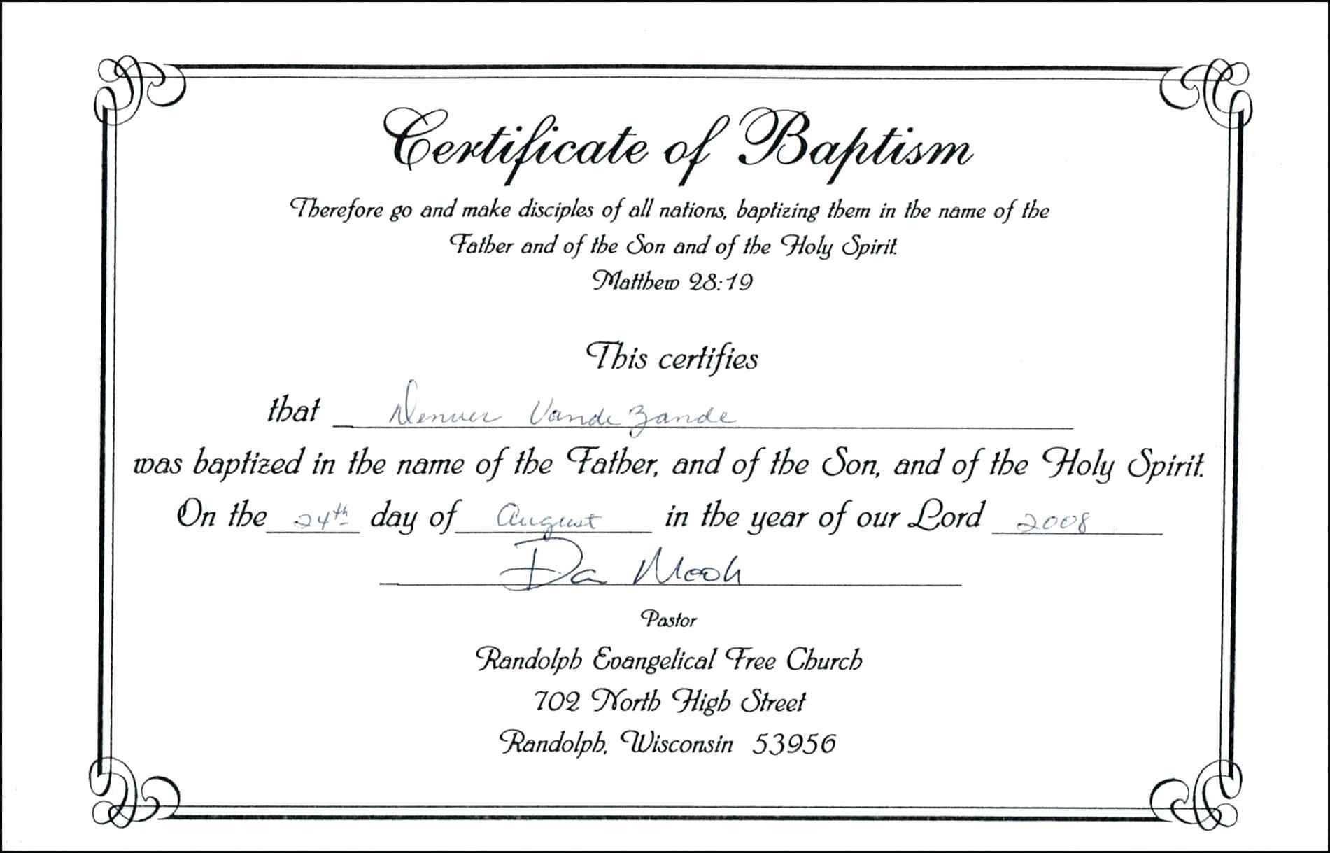 Baptism Class Certificate Template – Carlynstudio Within Christian Baptism Certificate Template