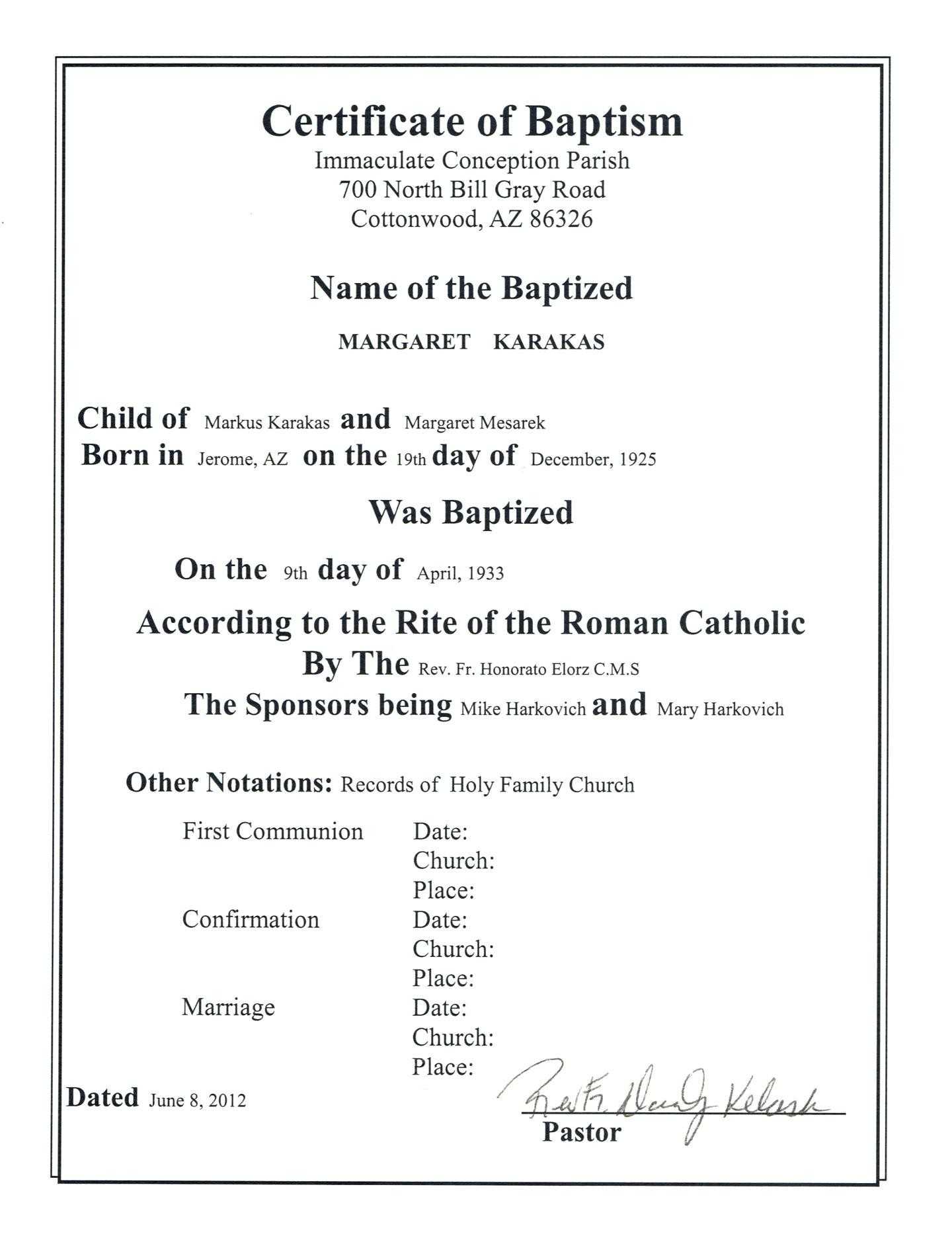 Baptism Class Certificate Template Free Printable Godparent In Roman Catholic Baptism Certificate Template