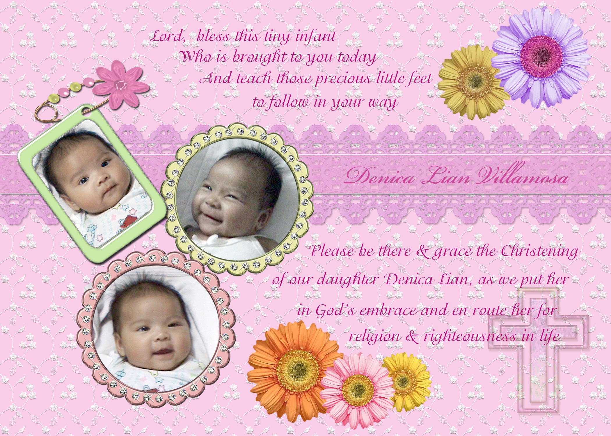 Baptism Invitation Wording : Baptism Invitation Wordings Within Free Christening Invitation Cards Templates