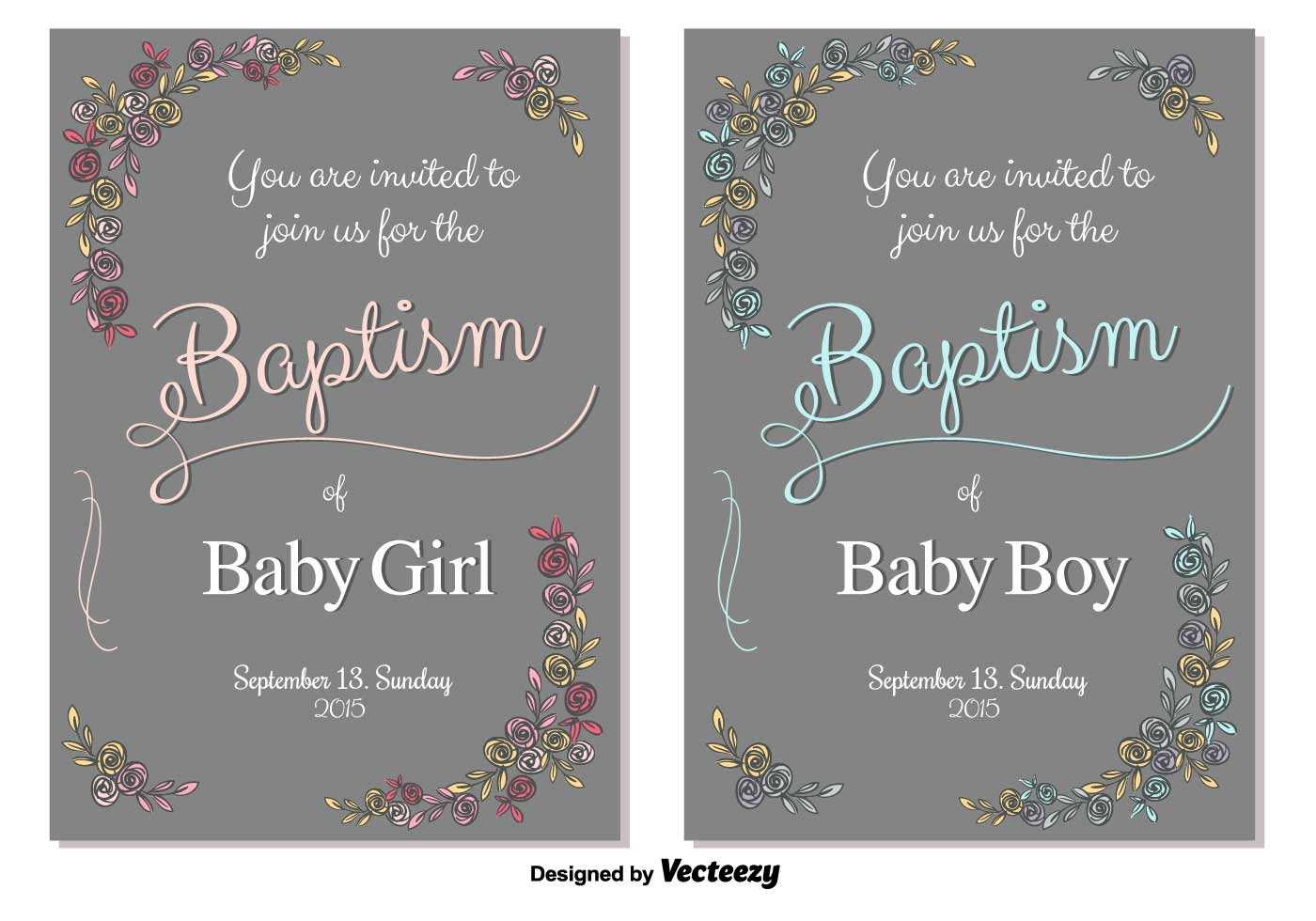 Baptism Vector Invitation – Download Free Vectors, Clipart Throughout Free Christening Invitation Cards Templates