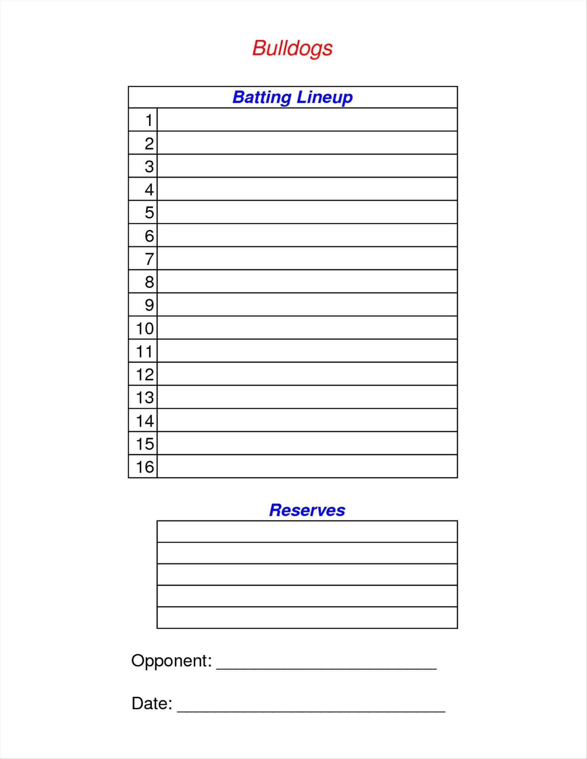 Baseball Depth Chart Template – Vatan.vtngcf With Baseball Lineup Card Template