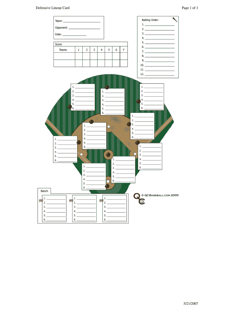 Baseball Lineup Template Fillable – Fill Online, Printable With Regard To Free Baseball Lineup Card Template