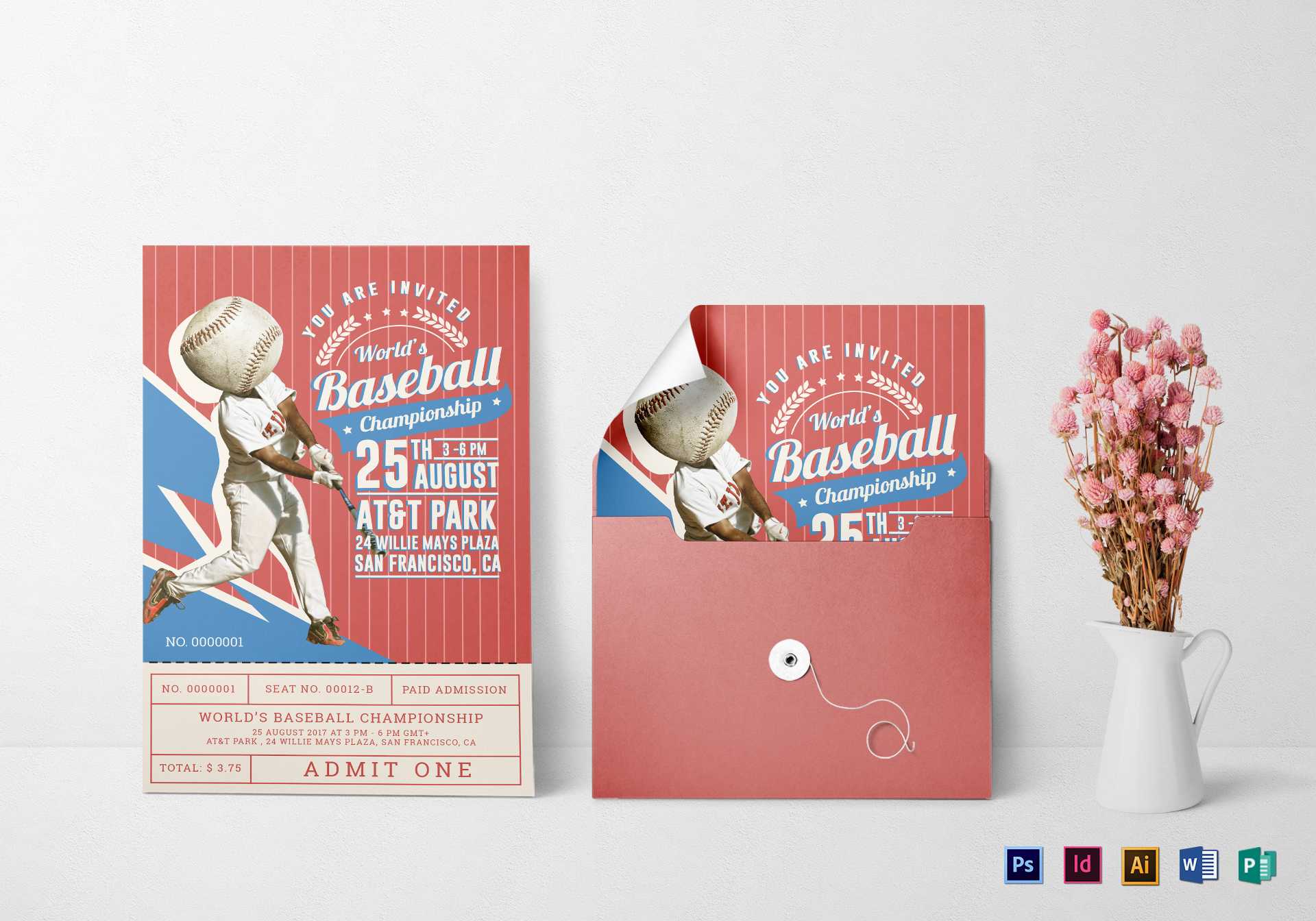 Baseball Ticket Invitation Card Template Inside Baseball Card Template Psd