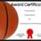 Basketball Certificates Within Basketball Certificate Template