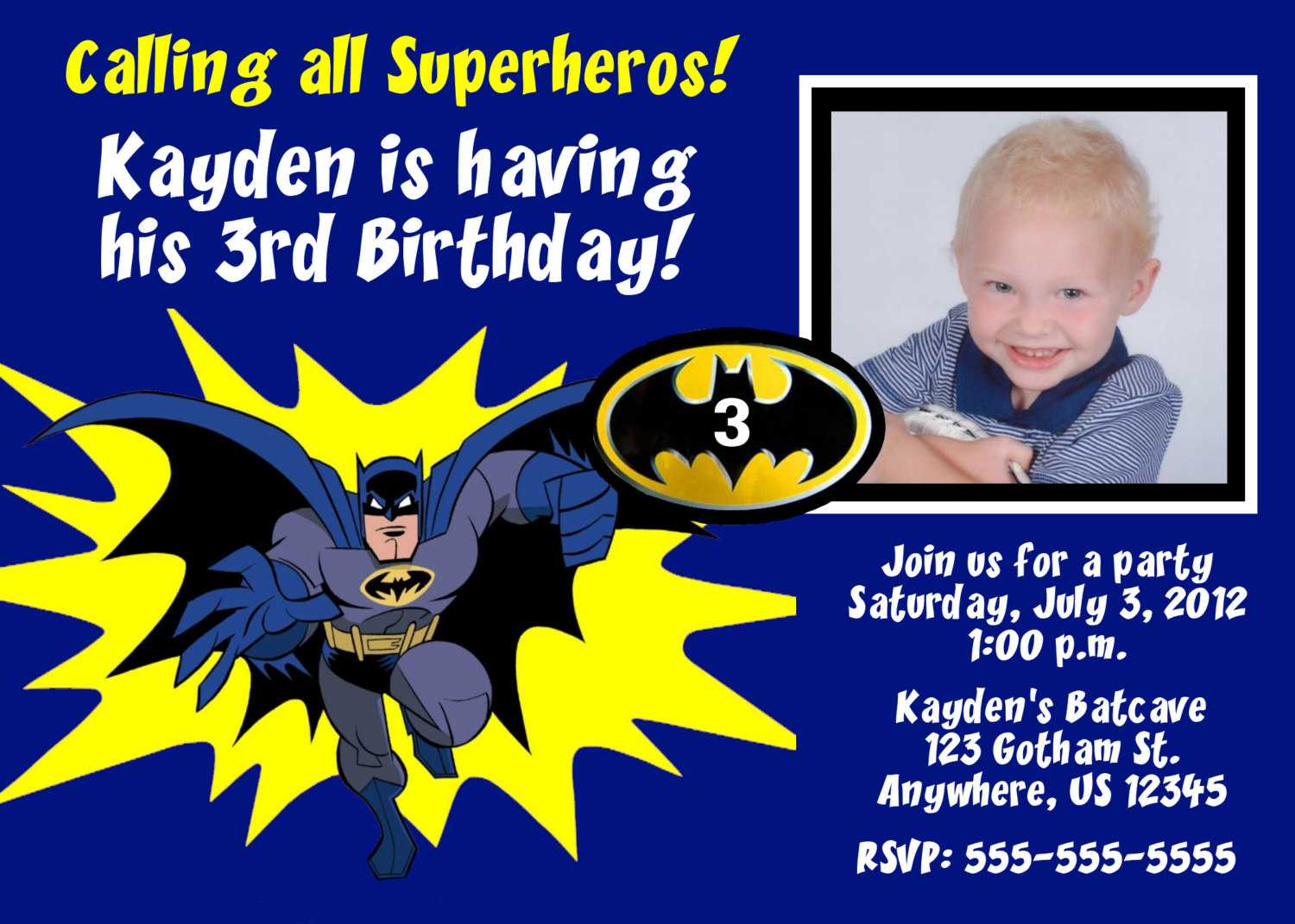 Batman Birthday Invitations Templates Ideas : Batman And Regarding Superman Birthday Card Template