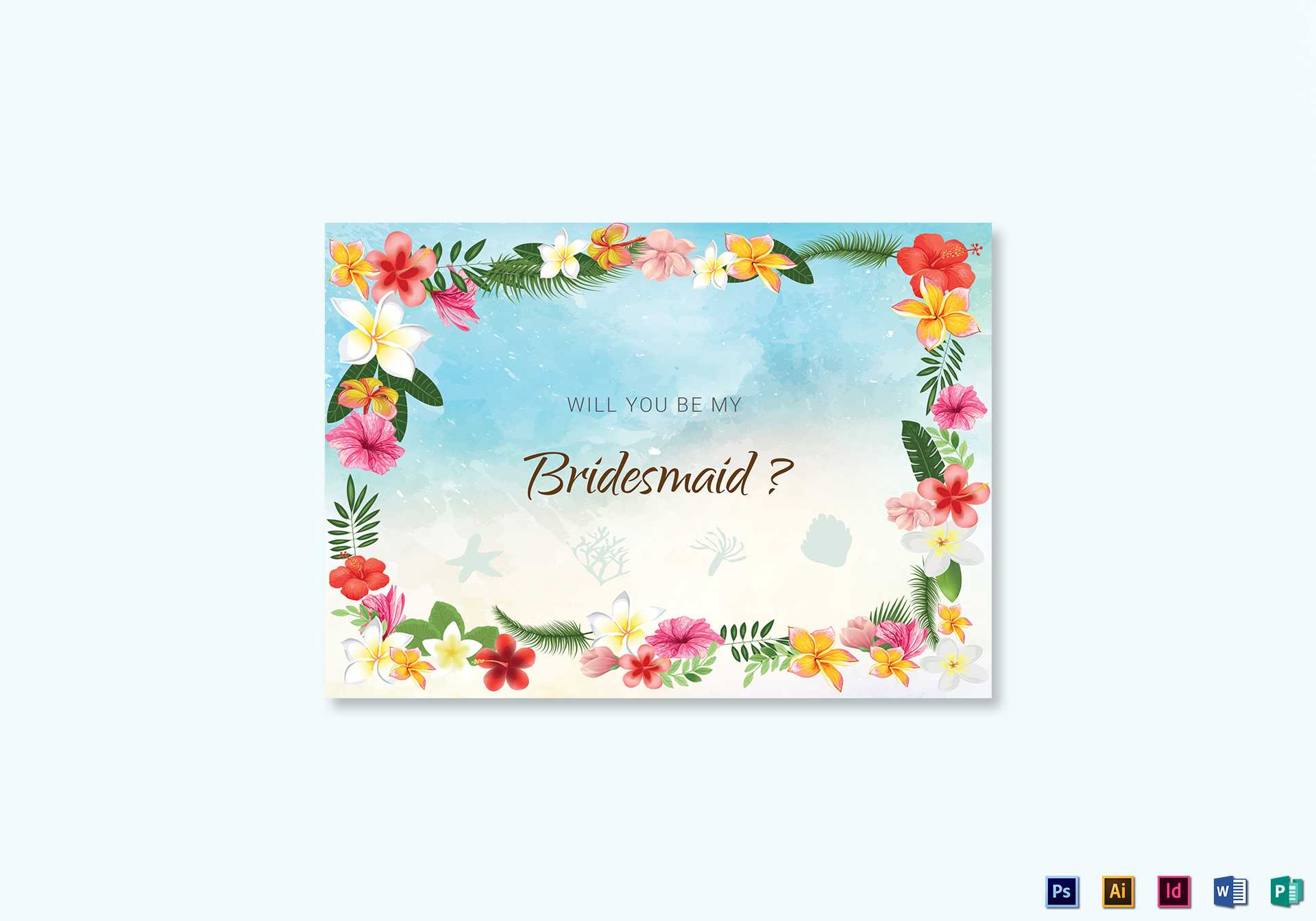 Beach Will You Be My Bridesmaid Card Template In Will You Be My Bridesmaid Card Template