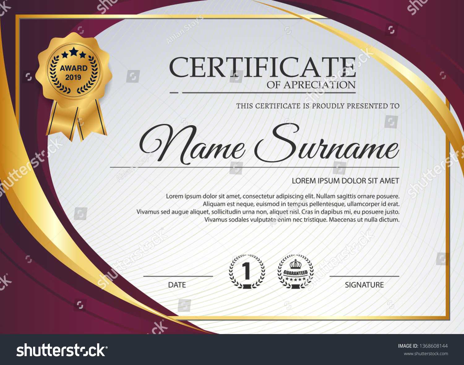 Beautiful Certificate Template Design Best Award Stock In Beautiful Certificate Templates