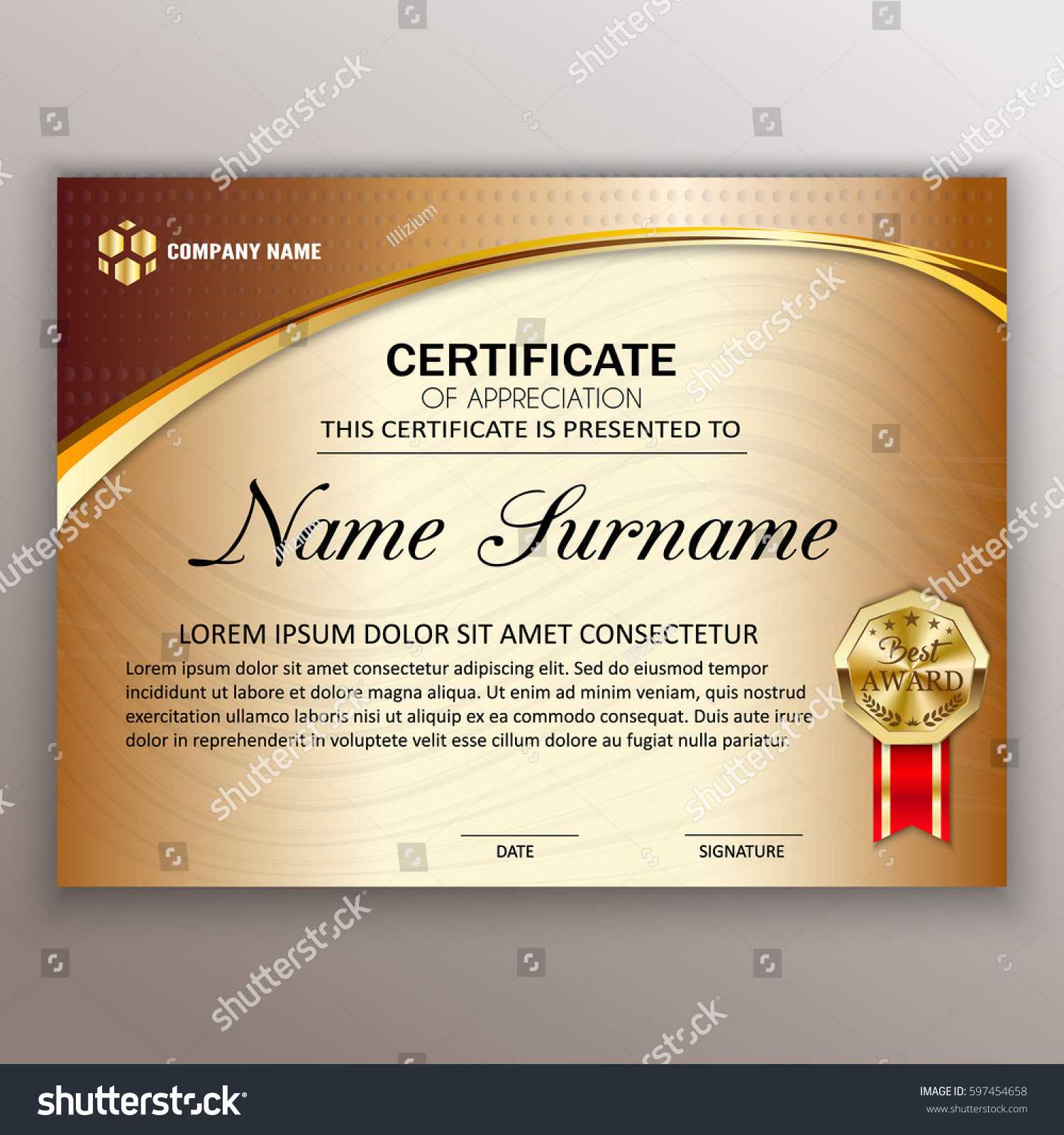 Beautiful Certificate Template Design Best Award Stock Pertaining To Beautiful Certificate Templates