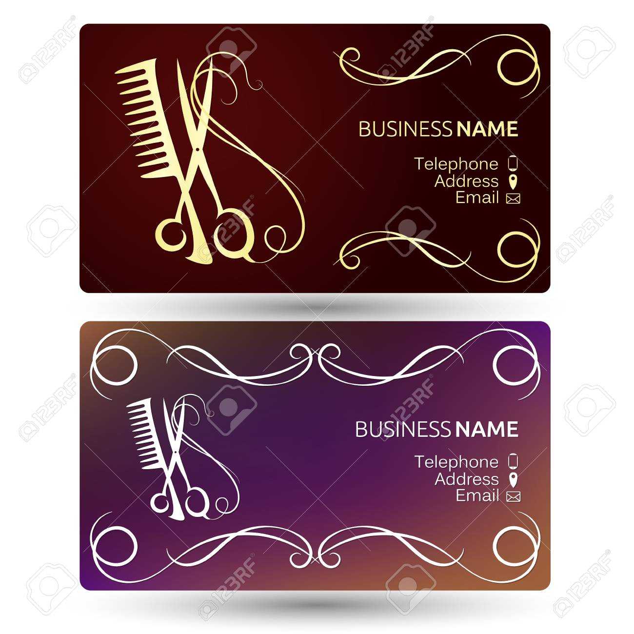 Beauty Salon And Hairdresser Business Card Template Vector With Regard To Hair Salon Business Card Template