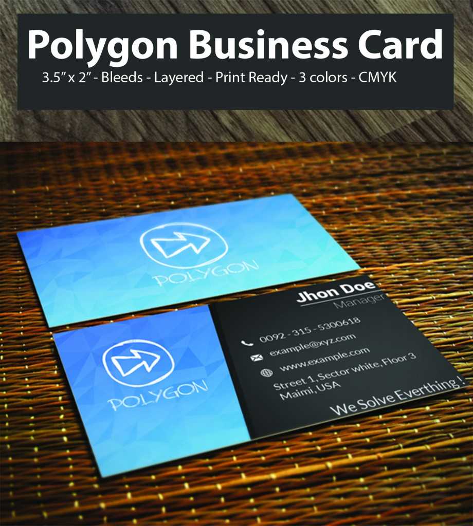 Best Free Polygon Business Card Psd | 3 Color | 2 Sided Within Photoshop Business Card Template With Bleed