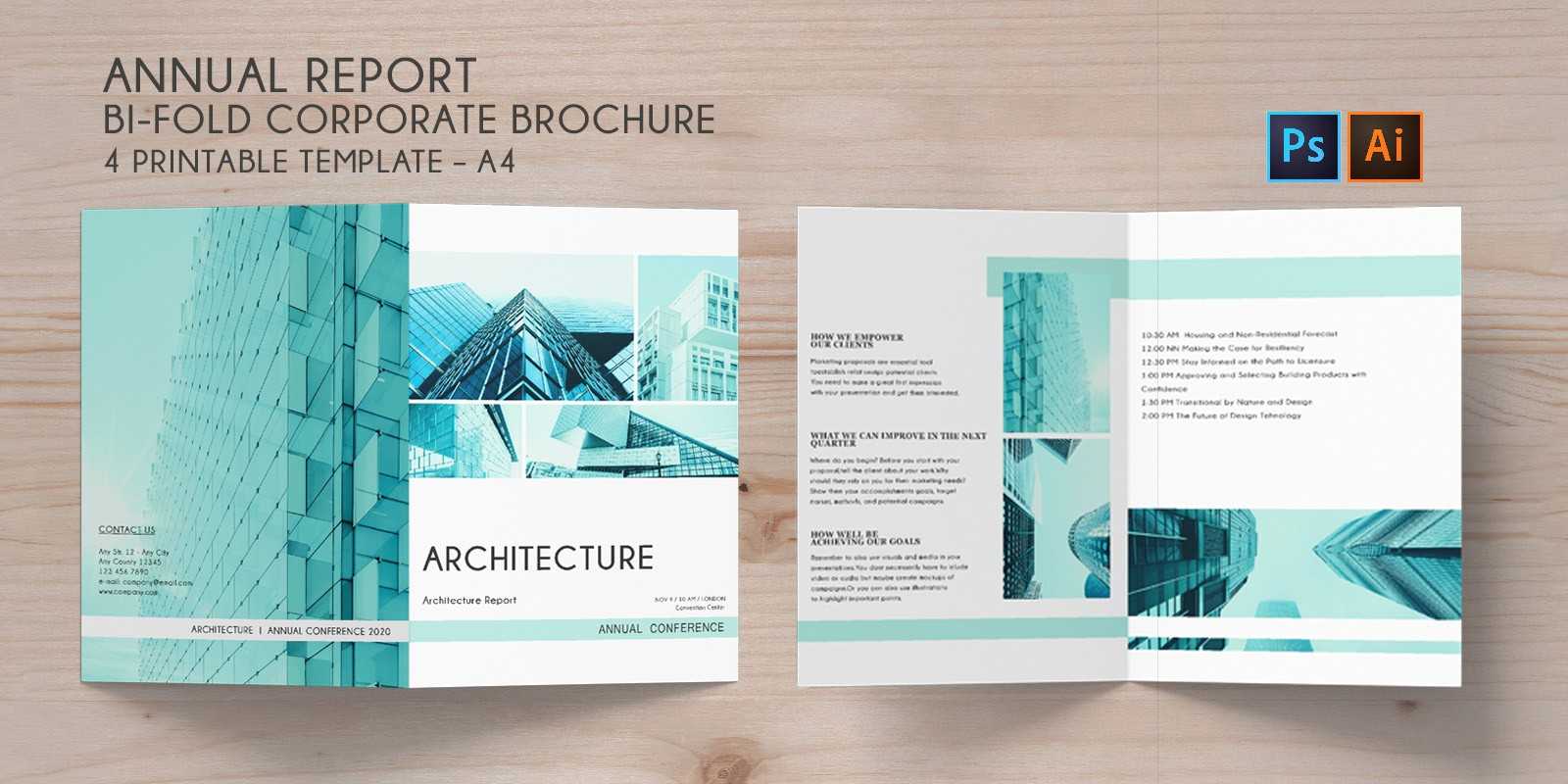 Bi Fold Brochure Annual Conference – 4 Template With Regard To 4 Fold Brochure Template