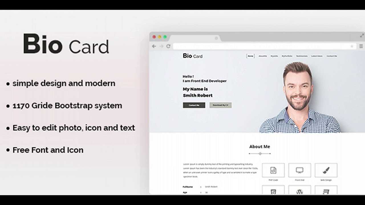 Biocard - Personal Portfolio Psd Template | Themeforest Inside Bio Card Template