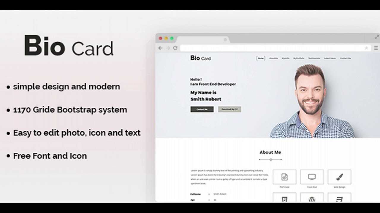 Biocard – Personal Portfolio Psd Template | Themeforest Inside Bio Card Template