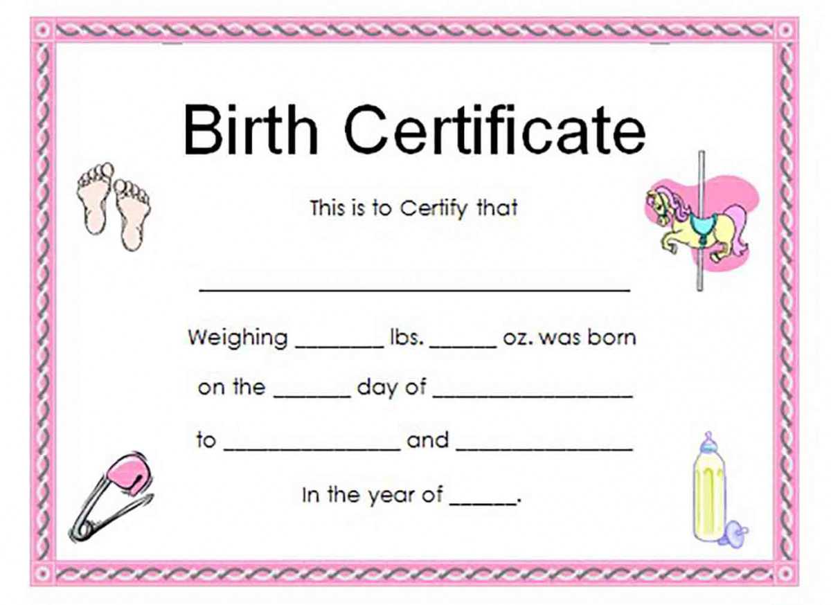 Birth Certificate Template And To Make It Awesome To Read Inside Girl Birth Certificate Template