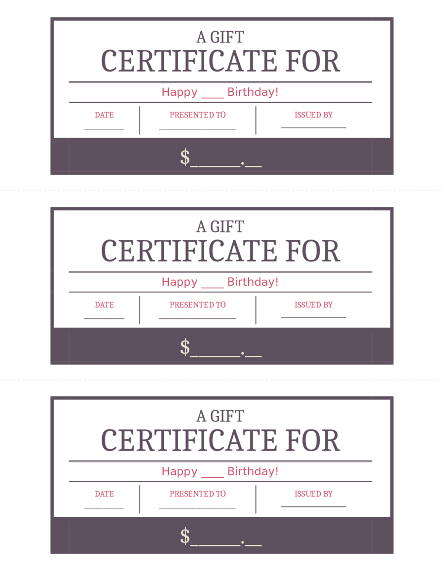 Birthday Gift Certificates Online – Edit, Fill, Sign Online Inside Fillable Gift Certificate Template Free