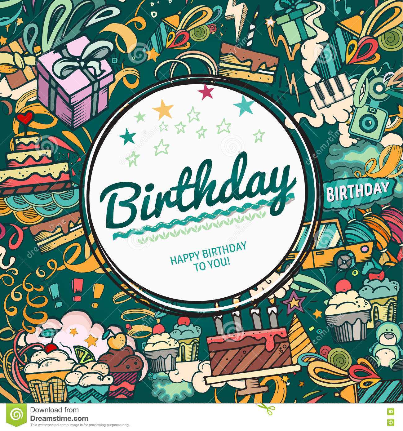 Birthday Photo Frame Stock Vector. Illustration Of Camera Regarding Birthday Card Collage Template
