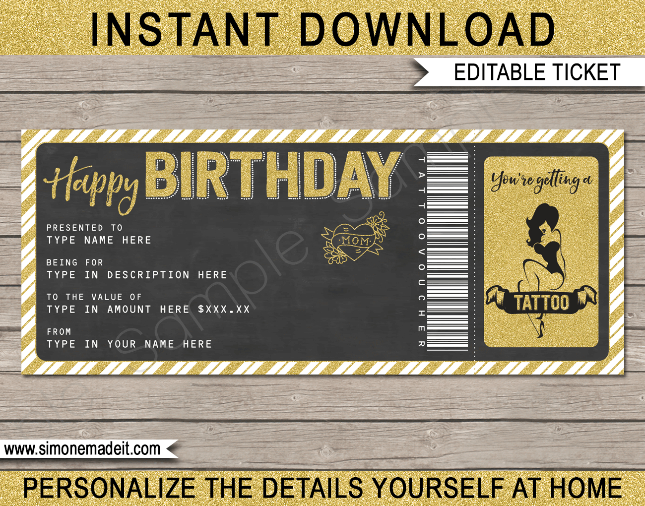 Birthday Tattoo Gift Vouchers With Tattoo Gift Certificate Template