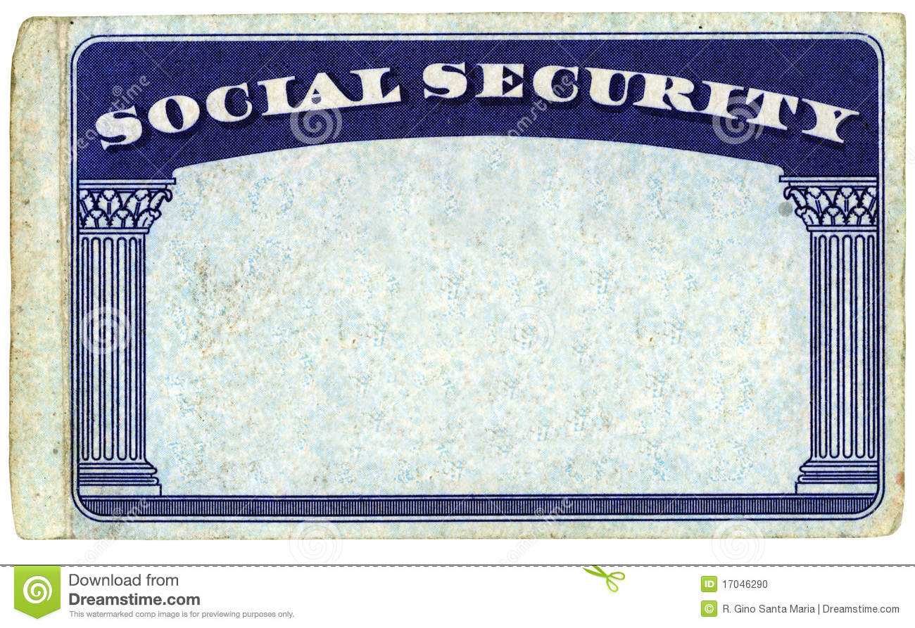 Blank American Social Security Card Stock Photo - Image Of Intended For Ss Card Template