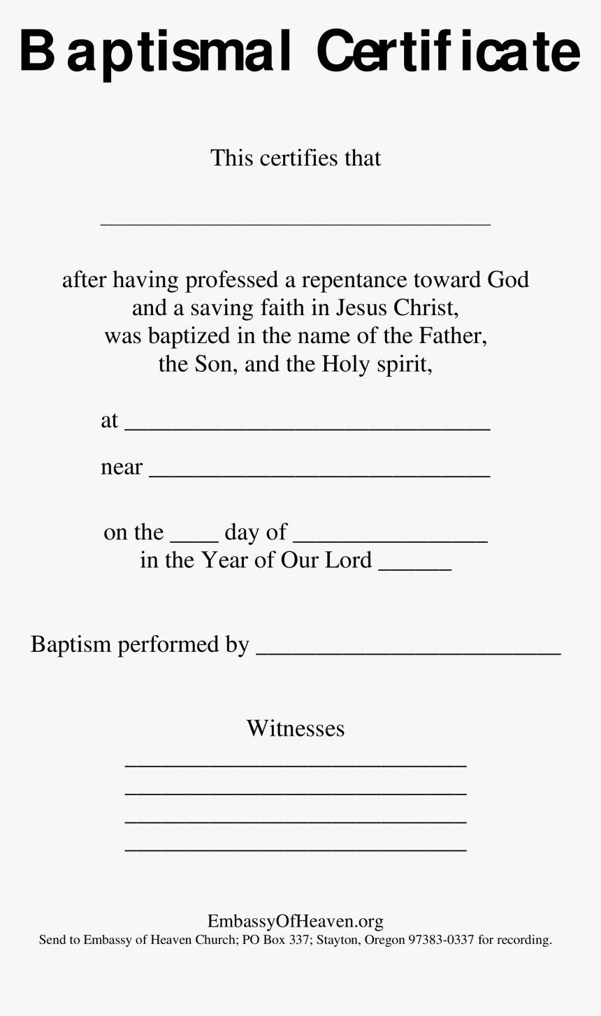 Blank Baptism Certificate Sample Main Image – Modern Control Inside Christian Baptism Certificate Template