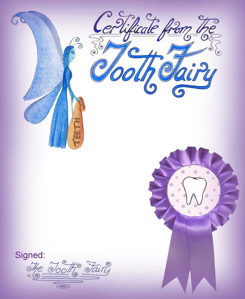 Blank Purple Tooth Fairy Certificate | Rooftop Post Printables Throughout Tooth Fairy Certificate Template Free