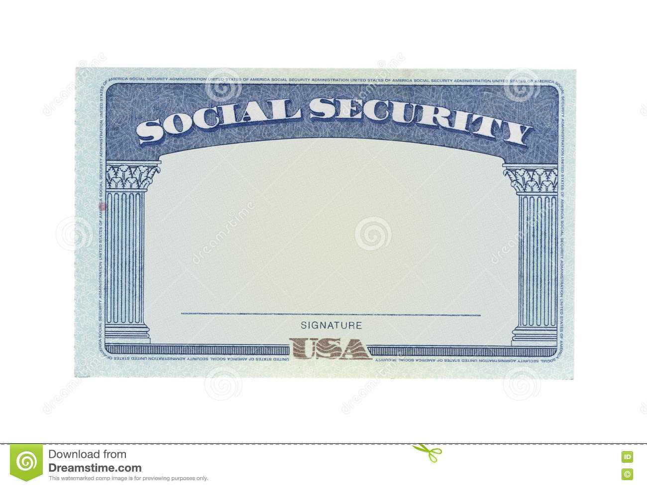 Blank Social Security Card Stock Photo. Image Of Government Within Ss Card Template