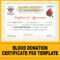 Blood Donation Certificate Psd Template Sales Online – Naveengfx With Donation Certificate Template