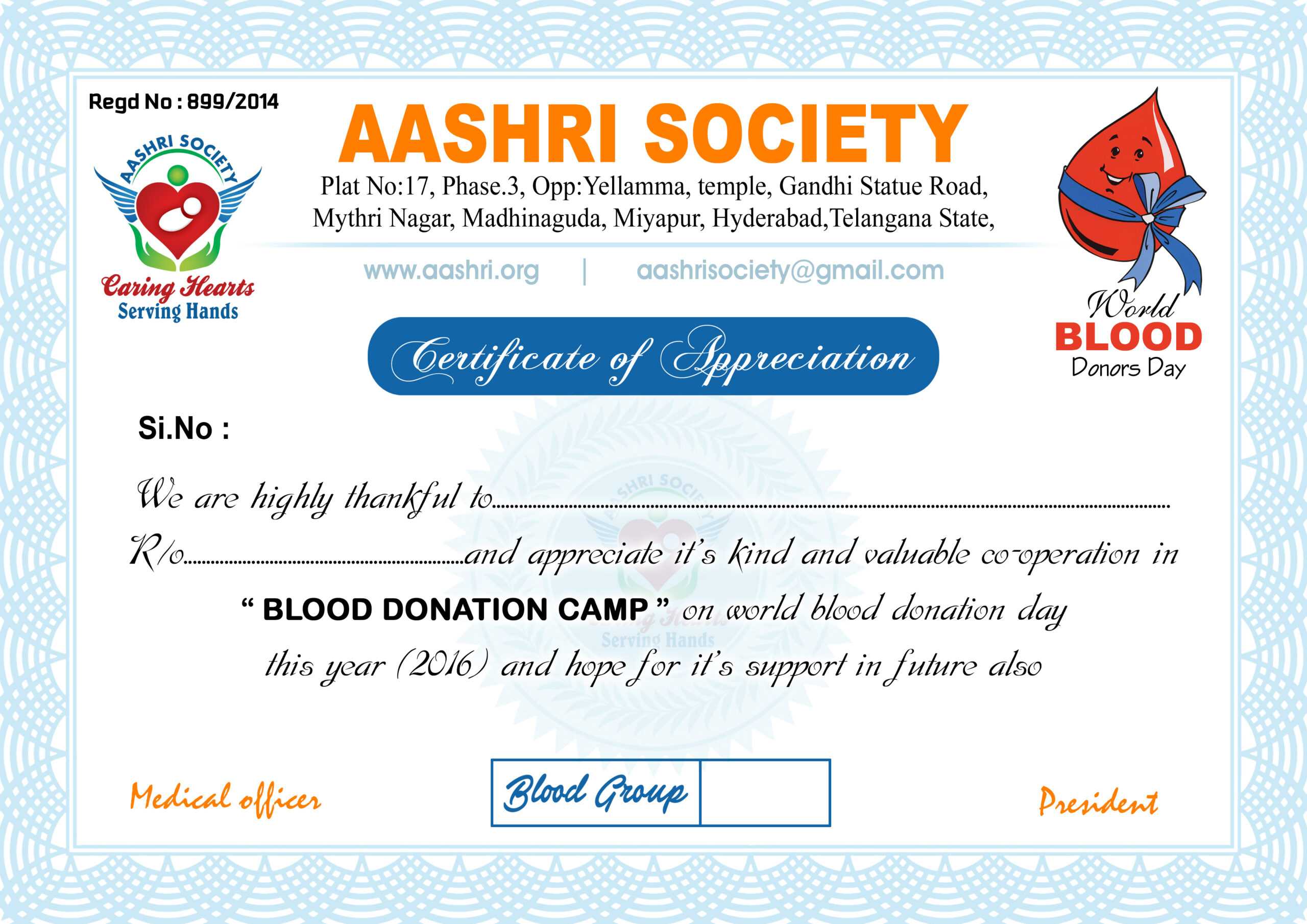 Blood Donor Certificate – Beyti.refinedtraveler.co Inside Donation Certificate Template
