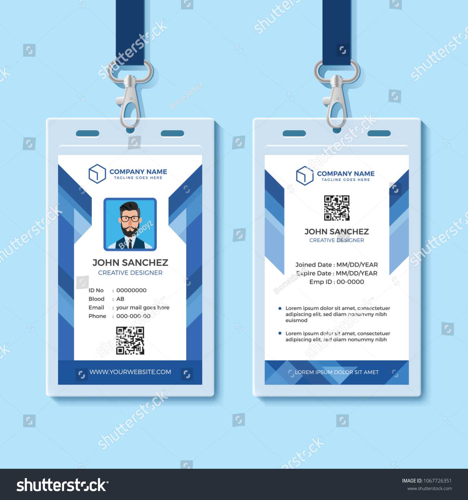 Blue Employee Id Card Template Stock Vector (Royalty Free With Regard To Work Id Card Template