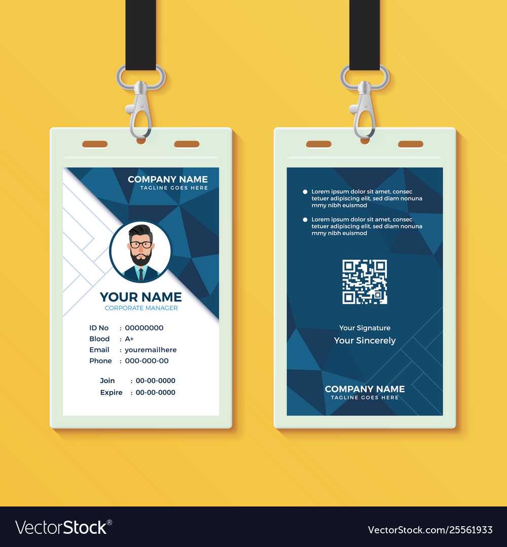 Blue Geometric Id Card Design Template Inside Company Id Card Design Template