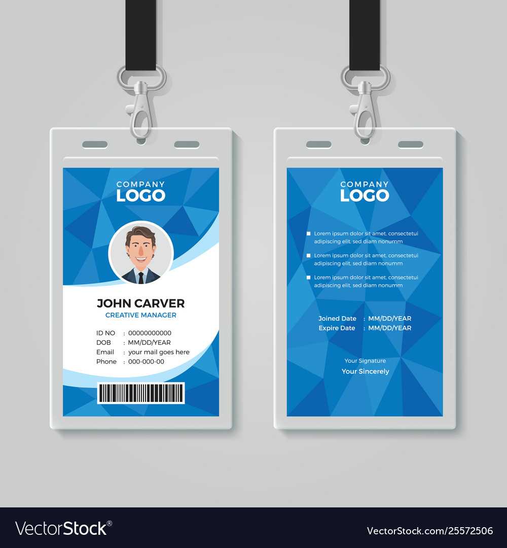 Blue Polygon Office Id Card Template Within Template For Id Card Free Download