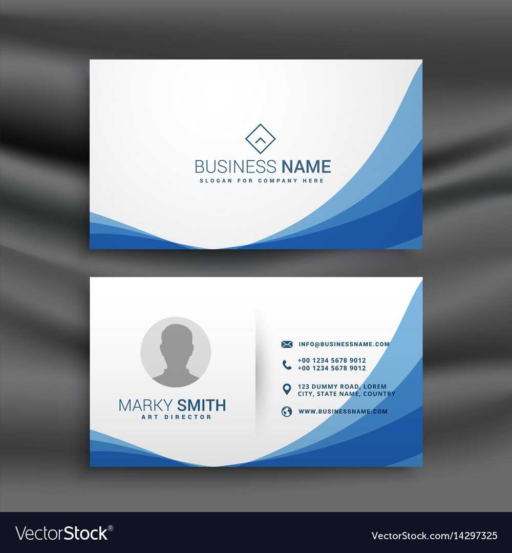 Blue Wave Simple Business Card Design Template Within Visiting Card Illustrator Templates Download