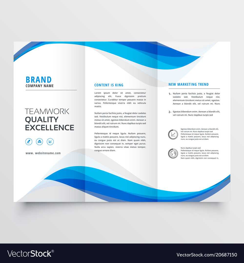 Blue Wavy Business Trifold Brochure Template Inside Adobe Illustrator Brochure Templates Free Download