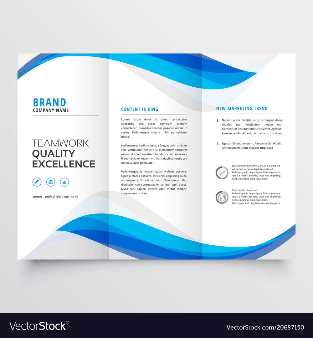 Blue Wavy Business Trifold Brochure Template With Tri Fold Brochure Template Illustrator Free