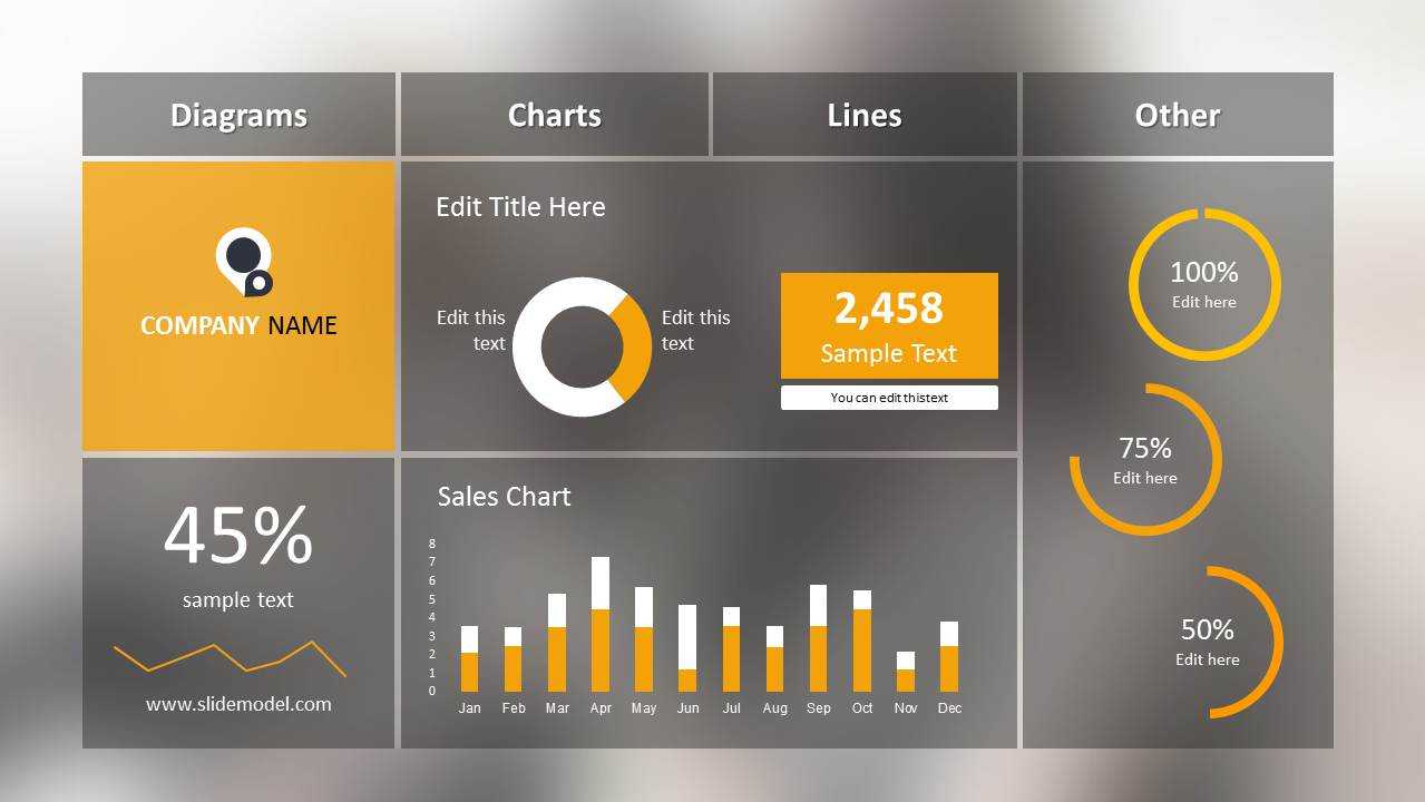 Blur Dashboard Slide For Powerpoint Inside Project Dashboard Template Powerpoint Free