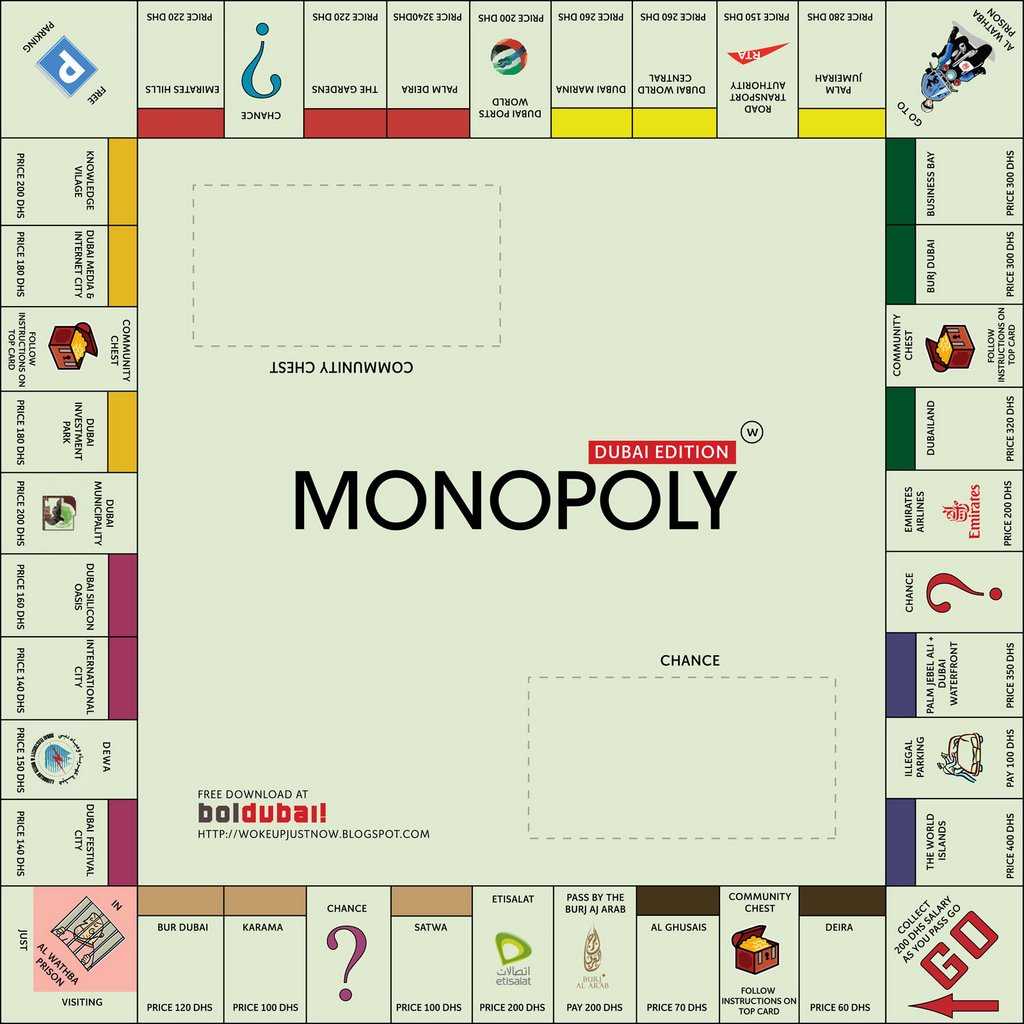 Bol Dubai!: Monopoly Dubai Edition – Print & Play! With Monopoly Chance Cards Template