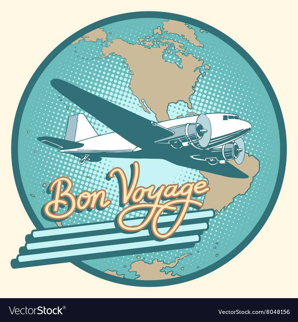 Bon Voyage Abstract Retro Plane Poster For Bon Voyage Card Template