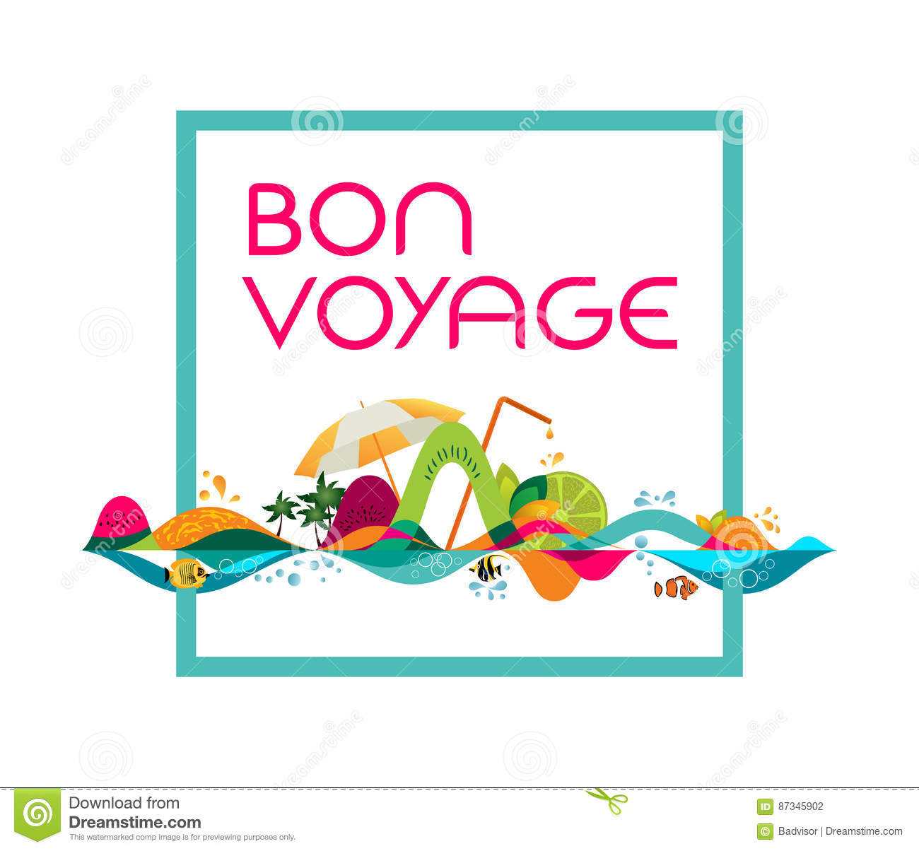 Bon Voyage – Banner, Vector Template Illustration Stock Throughout Bon Voyage Card Template