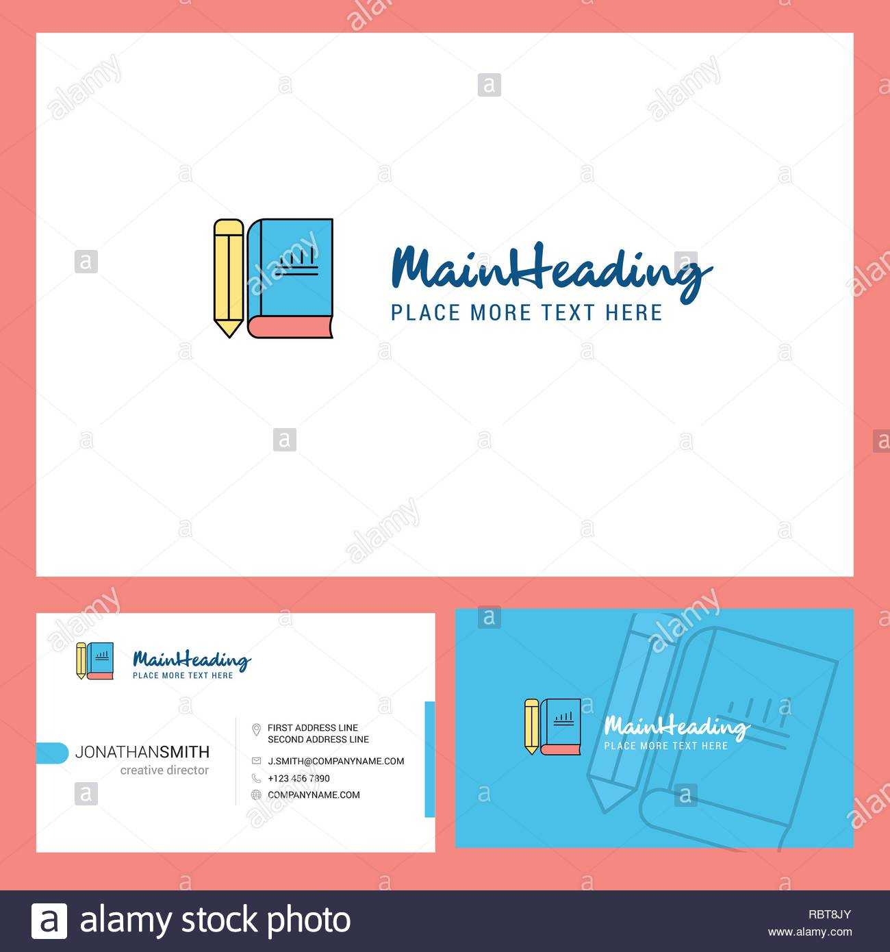 Book And Pencil Logo Design With Tagline & Front And Back Within Dominion Card Template