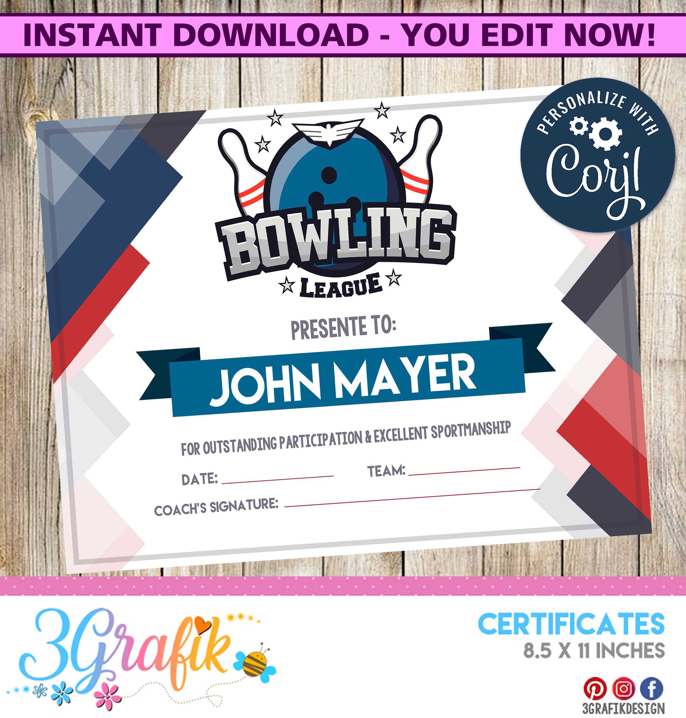 Bowling Certificate Intended For Gymnastics Certificate Template