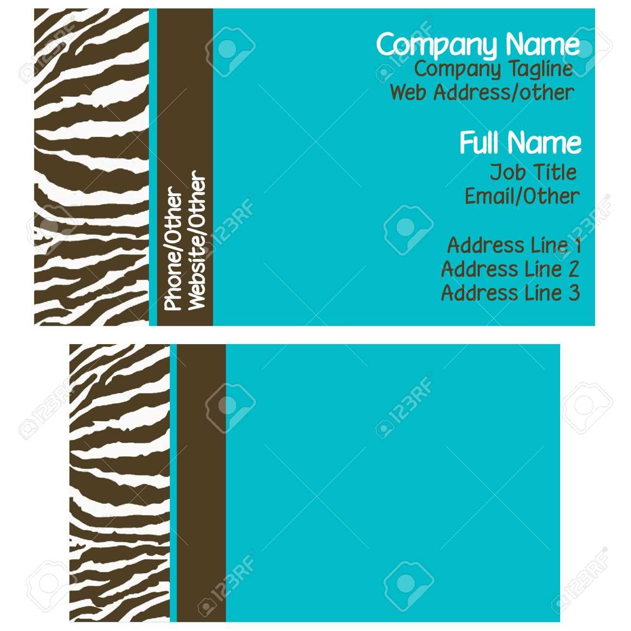 Brown & Blue Zebra Business Cards Inside Kinkos Business Card Template