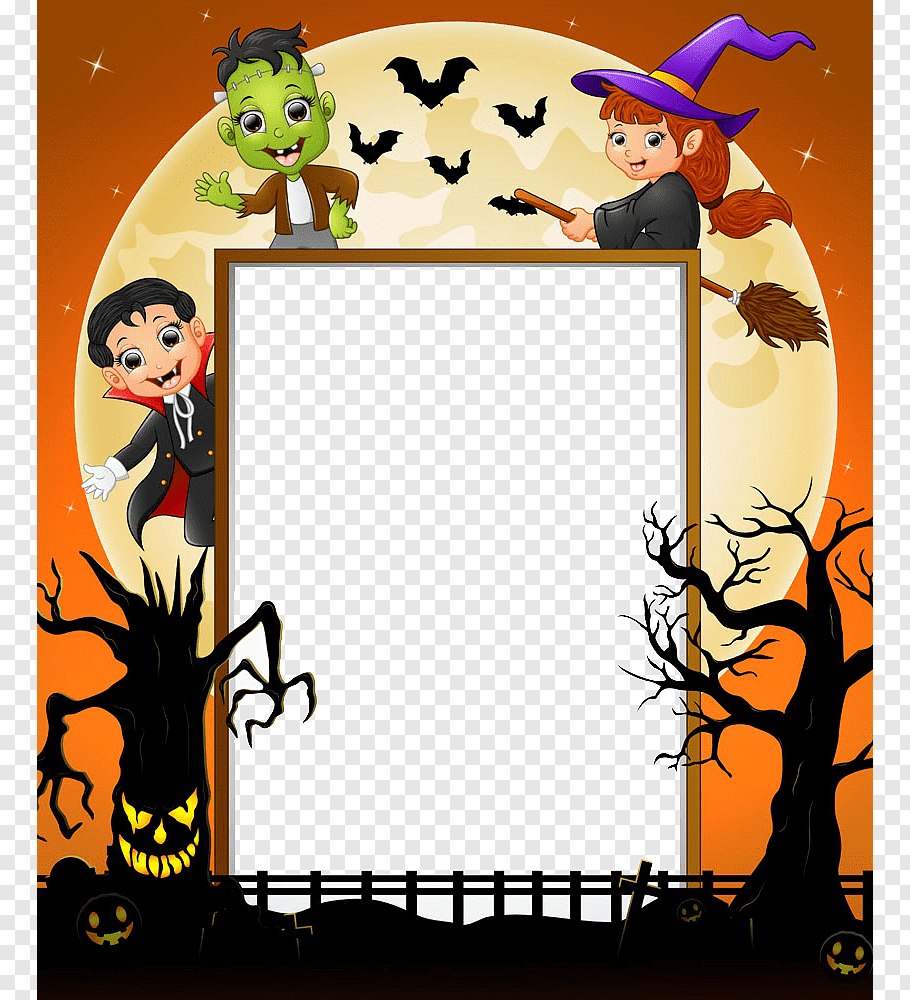 Brown, Orange, And Black Halloween Themed Frame Template Within Halloween Costume Certificate Template
