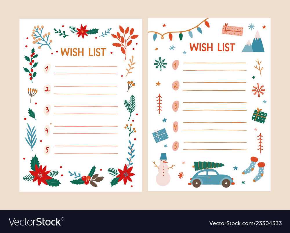 Bundle Of Wish List Templates Decorated By For Christmas Card List Template