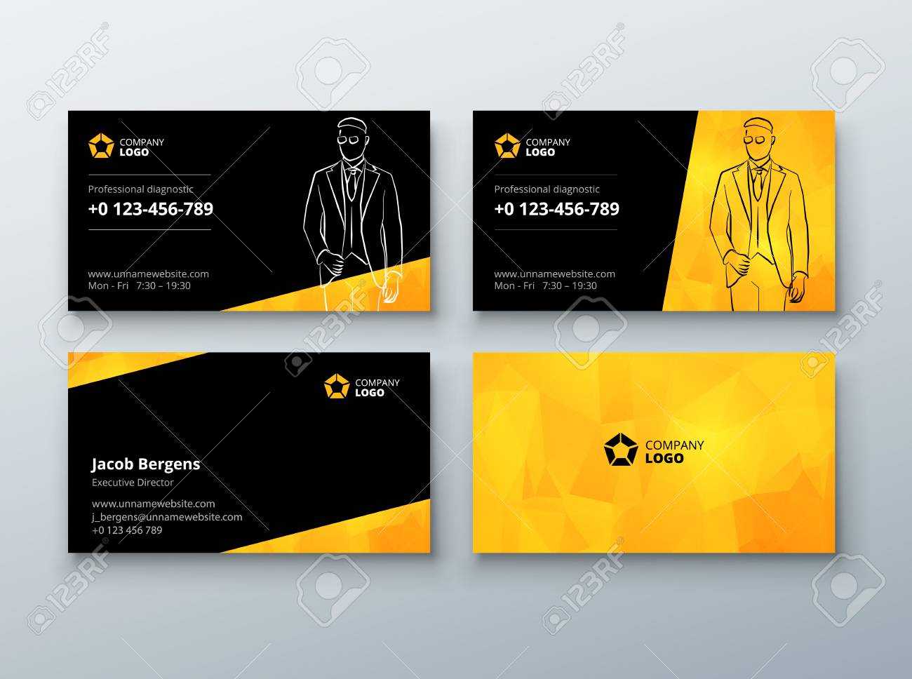 Business Card Design. Black Yellow Business Card Template For.. With Regard To Free Personal Business Card Templates
