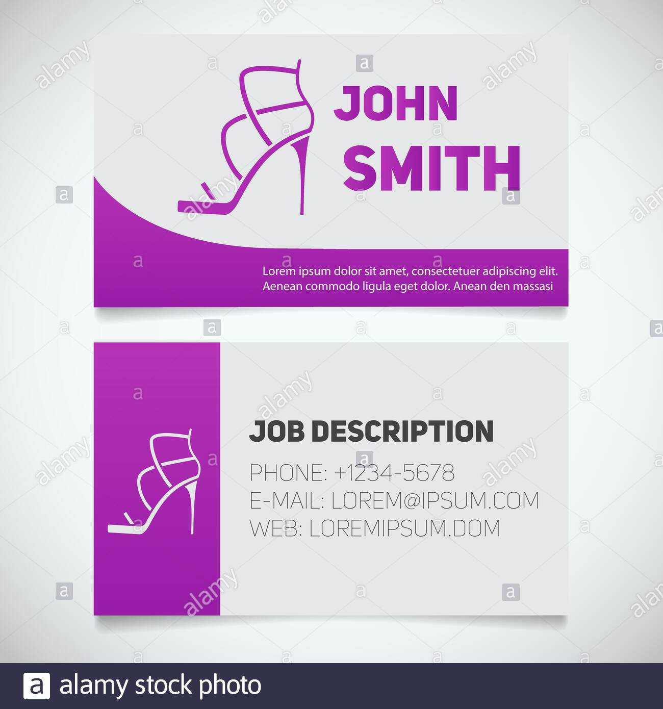 Business Card Print Template With High Heel Shoe Logo Intended For High Heel Shoe Template For Card