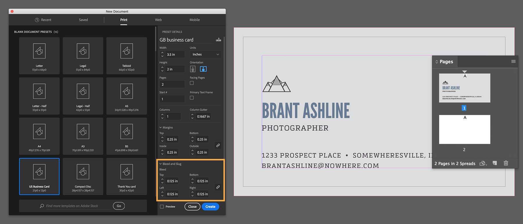 Business Card Setup | Adobe Indesign Tutorials Regarding Business Card Size Photoshop Template