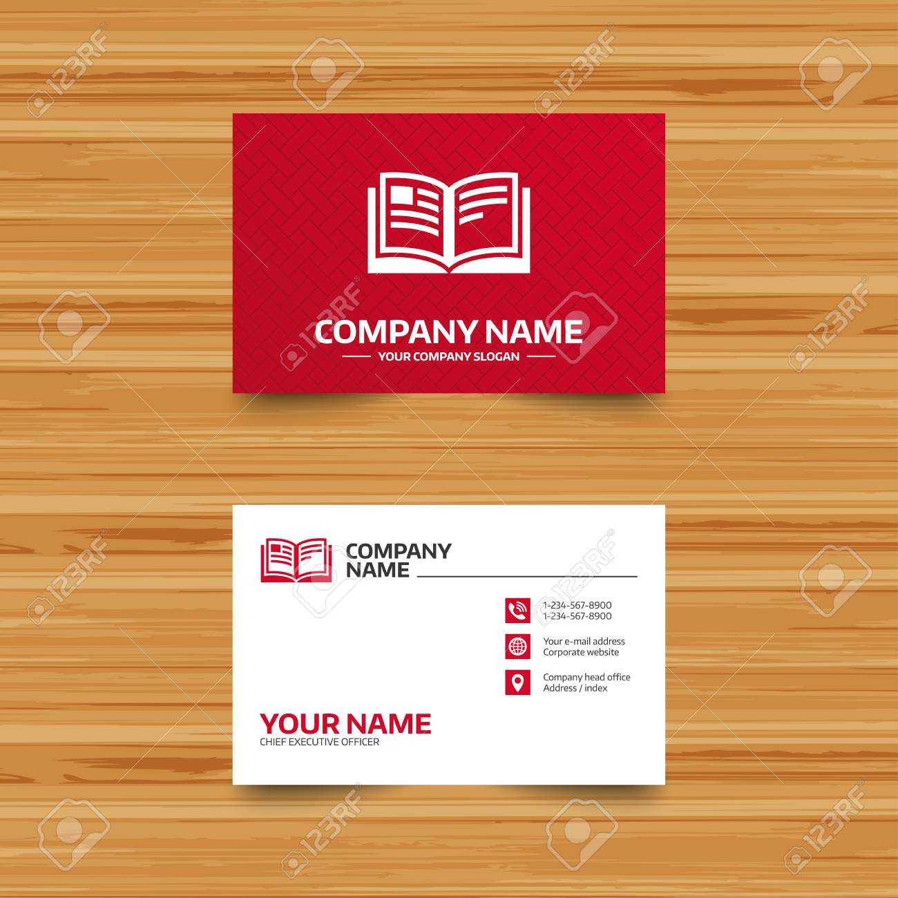 Business Card Template. Book Sign Icon. Open Book Symbol. Phone,.. Intended For Business Card Template Open Office
