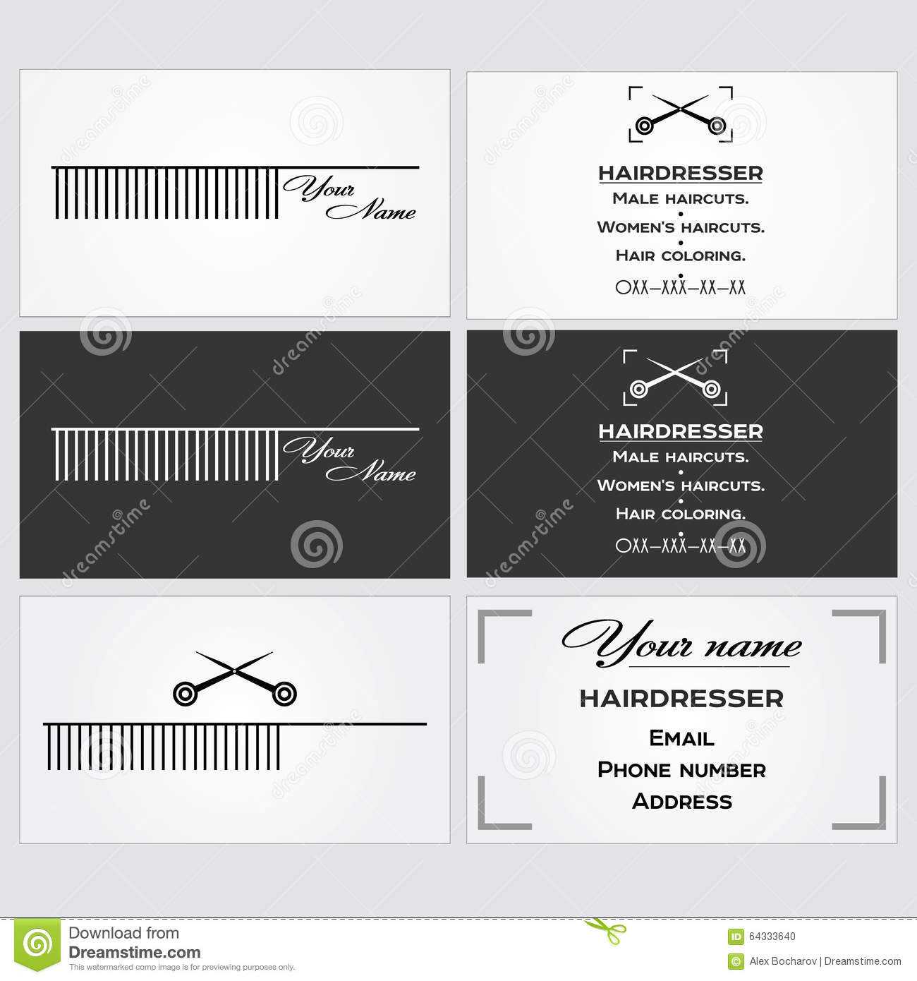 Business Card Template For A Hairdresser. Stock Vector With Hairdresser Business Card Templates Free